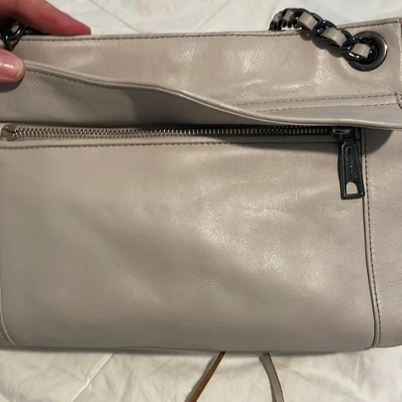 COPY - Rebecca MINKOFF light grey purse w fringe and hardware - Picture 6 of 8